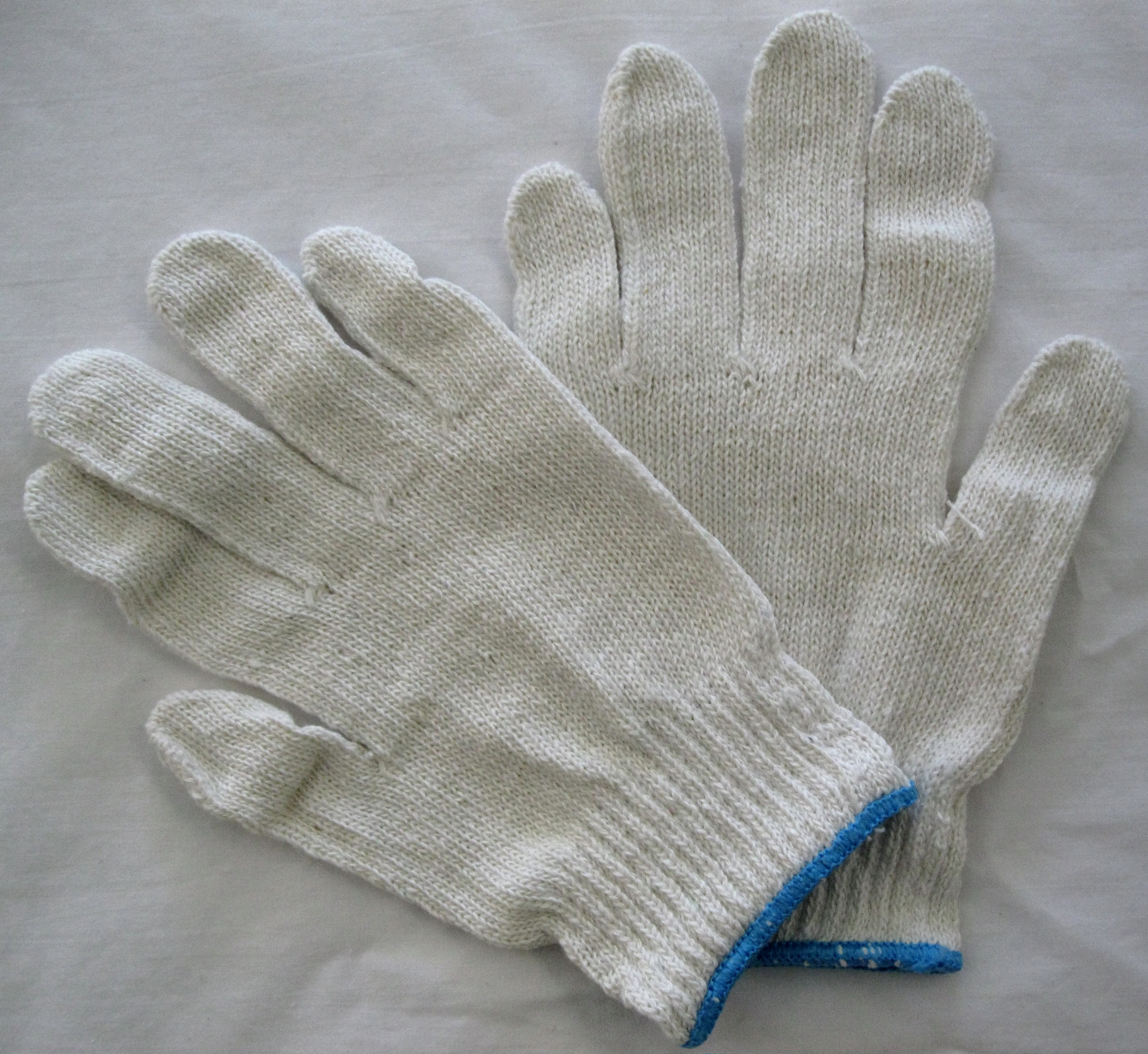 New Lot of 12 White Liner Gloves w/ Blue Trim M